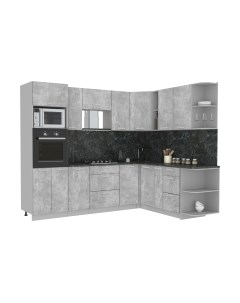 Кухонный гарнитур Интерлиния Мила Лайт 1.88x2.6 правая без столешницы