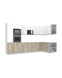 Кухонный гарнитур Интерлиния Мила Лайт 1.68x3.4 правая без столешницы