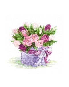 Набор для вышивания Тюльпаны в шляпной коробке / 2003Р Риолис