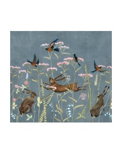 Фотообои листовые ФабрикаФресок Зайцы в цветах Афреска / 563270 Фабрикафресок