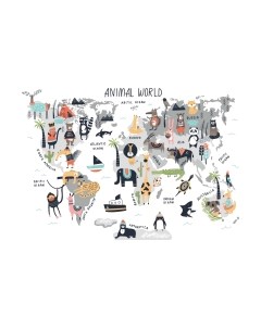 Фотообои листовые ФабрикаФресок Детская карта на английском / 394280 Фабрикафресок
