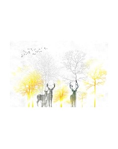 Фотообои листовые Vimala Лесные тени в желтом