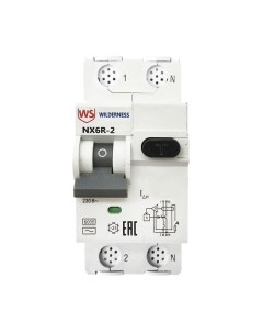 Дифференциальный автомат Wilderness NX6R 1P+N C63 30mA A 6kA / NX6R-2-063C-030A