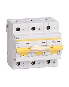 Выключатель автоматический IEK ВА 47-100 3Р 80А 10кА D / MVA40-3-080-D Iek