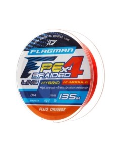 Леска плетеная Flagman Fishing PE Hybrid F4 135m FluoOrange 0.14мм 7.7кг/17lb / 28135-014 Flagman fishing