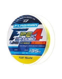 Леска плетеная PE Hybrid F4 135m FluoYellow 0.19mm 10.0кг/22lb / 27135-019 Flagman fishing