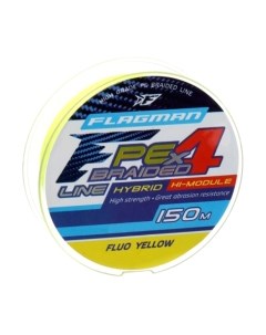 Леска плетеная PE Hybrid F4 150m FluoYellow 0.16mm 9.1кг/20lb / 25150-016 Flagman fishing