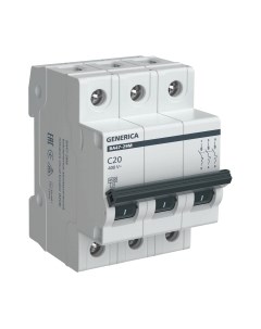 Выключатель автоматический Generica ВА 47-29М 3Р C 20А 4.5кА / MVA21-3-020-C-G