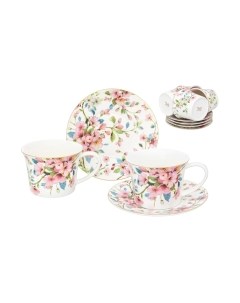 Набор для чая/кофе Elan Gallery Яблоневый цвет на белом / 420416 Elan gallery