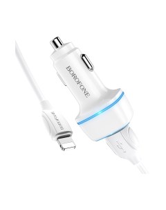 Зарядное устройство автомобильное BZ14 с кабелем Lightning Borofone