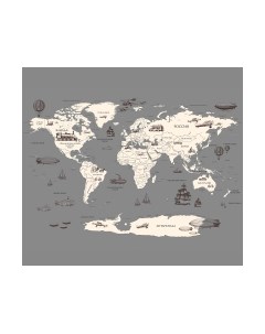 Фотообои листовые Vimala Серая карта мира