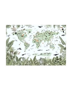 Фотообои листовые Vimala Карта мира животных 2