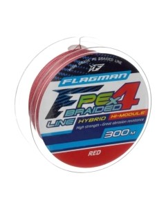 Леска плетеная Flagman Fishing PE Hybrid F4 300м Red 0.45мм 29.5кг 65lb / 30300-045 Flagman fishing