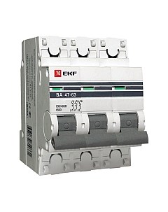 Выключатель автоматический EKF ВА 47-63 3P 40А (C) 4.5kA PROxima / mcb4763-3-40C-pro Ekf