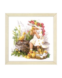 Набор для вышивания Девочка с утятами / 1781 Риолис