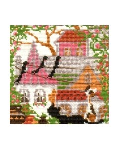 Набор для вышивания Город и кошки, Лето / 612 Риолис