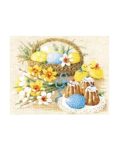 Набор для вышивания Пасхальный натюрморт с цыплятами / 2007Р Риолис