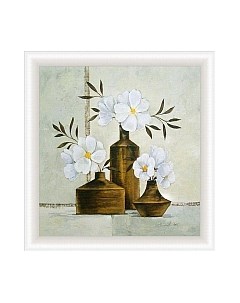 Картина Декарт Белые цветы в коричневых вазах 2 8Л1473