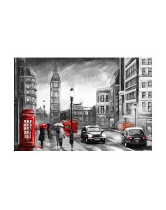 Фотообои листовые ФабрикаФресок Живопись. Черно-белый Акварельный Лондон. БигБен / 1174270 Фабрикафресок