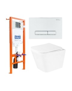 Унитаз подвесной с инсталляцией BelBagno BB3103CHR/SC/BB002-80/BB018-GV-BIANCO Belbagno