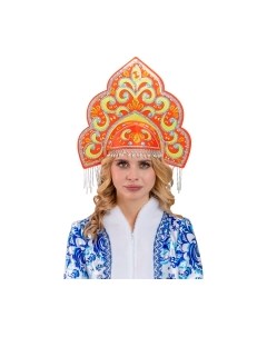 Ободок карнавальный Кокошник Русская Красавица / 1116 к-24 Пуговка