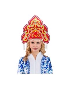 Ободок карнавальный Кокошник Русская Красавица / 1102 к-24 Пуговка