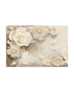 Фотообои листовые ФабрикаФресок 3D Цветы с бабочками / 874270 Фабрикафресок