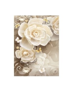 Фотообои листовые ФабрикаФресок 3D Цветы с бабочками / 872270 Фабрикафресок