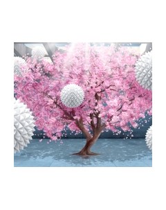 Фотообои листовые ФабрикаФресок 3D Шары на фоне сакуры / 833270 Фабрикафресок