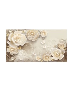 Фотообои листовые ФабрикаФресок 3D Цветы с бабочками / 875270 Фабрикафресок