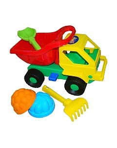 Набор игрушек для песочницы Полесье Самосвал Кузя-2 с совком, грабельками и формочками / 2945