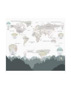 Фотообои листовые Vimala Карта мира с шарами