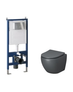 Унитаз подвесной с инсталляцией GR-4455GMS+900.K31.01.000+700.K31.05.10M.10M Grossman