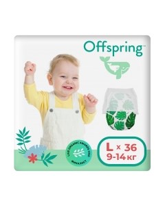 Подгузники-трусики детские Offspring L 9-14кг Тропики / OF02LLEA