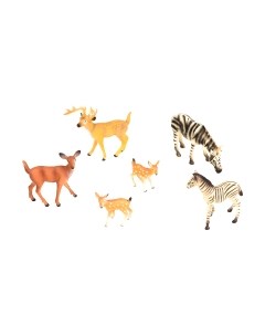 Набор фигурок коллекционных Masai Mara Мир диких животных. Семья зебр и семья оленей / MM211-286 Masai mara