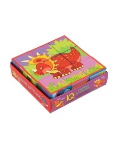 Развивающая игра Умные кубики в поддончике. Веселые динозаврики Айрис-пресс