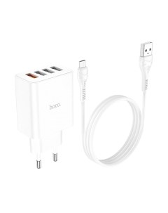 Зарядное устройство сетевое C102A QC3.0 4xUSB-А 3А + кабель AM-microBM / 6931474777737 Hoco
