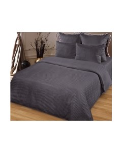 Комплект постельного белья Alleri Сатин Stripe 2сп с европростыней (графит)
