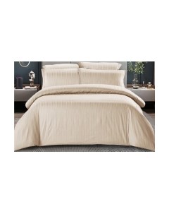 Комплект постельного белья Alleri Сатин Stripe 2сп с европростыней (светло-бежевый)