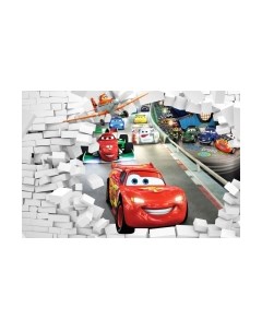 Фотообои листовые ФабрикаФресок Тачки мультфильм из стены / 904270 Фабрикафресок