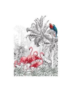 Фотообои листовые ФабрикаФресок Контрастные фламинго и попугаи / 282270 Фабрикафресок