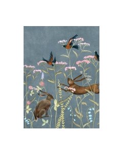 Фотообои листовые ФабрикаФресок Зайцы в цветах Афреска / 562270 Фабрикафресок