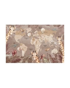 Фотообои листовые ФабрикаФресок Карта с жирафами / 324265 Фабрикафресок