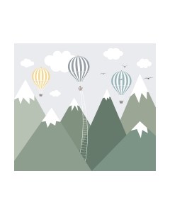 Фотообои листовые Vimala Зеленые горы с шарами