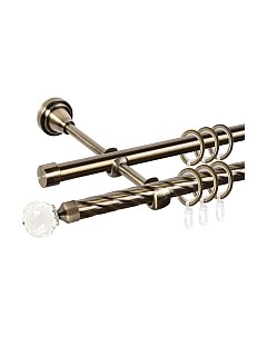 Карниз для штор АС ФОРОС Grace D16K/16Г составной + наконечники Кристалл Ас форос