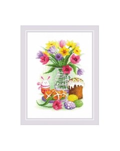 Набор для вышивания Пасхальный натюрморт с зайчиком / 1948 Риолис