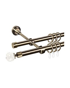 Карниз для штор АС ФОРОС Grace D16Г/16Г составной + наконечники Кристалл Ас форос