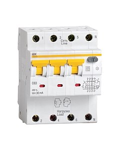 Дифференциальный автомат IEK АВДТ 34 C16 30мА / MAD22-6-016-C-30 Iek