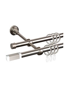 Карниз для штор АС ФОРОС Grace D16Г/16Г составной + наконечники Квадро хром Ас форос