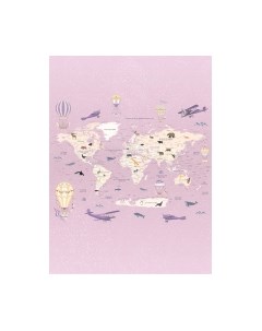 Фотообои листовые Vimala Познавательная карта мира 3